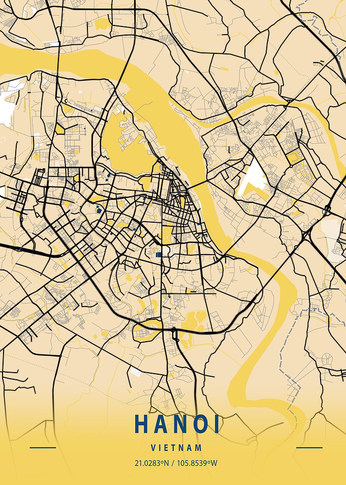 Hanoi Yellow City Map