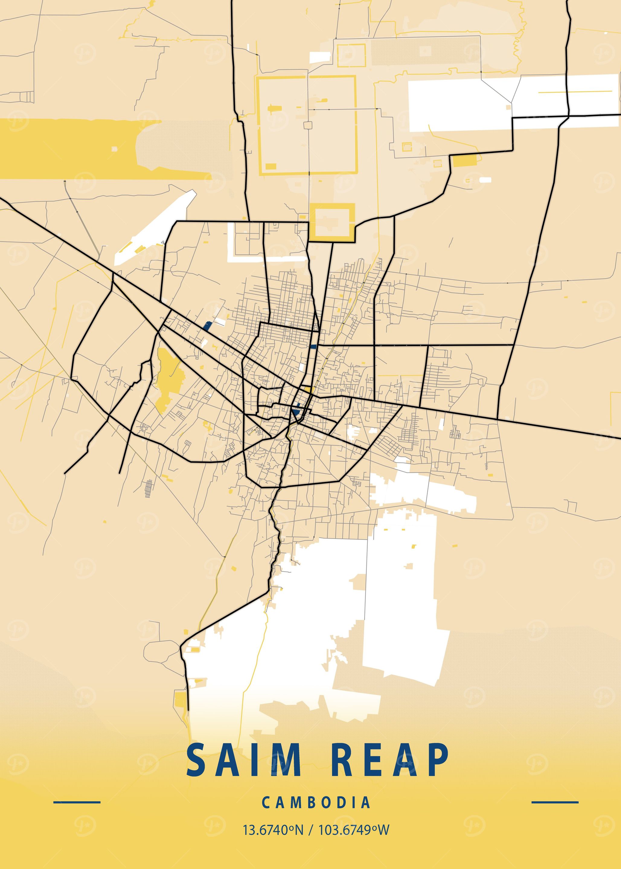 Saim Reap Yellow City Map