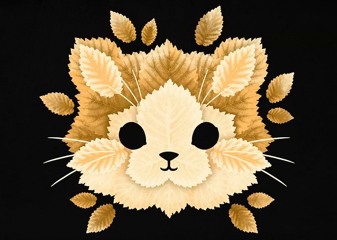 Cat of leaves