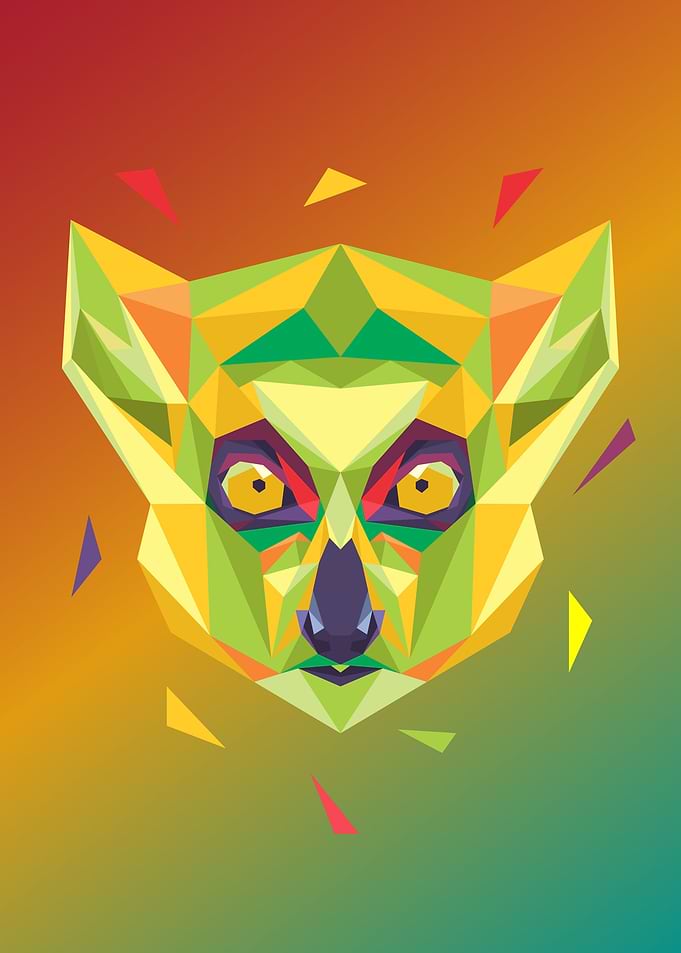 Lemur in lowpoly art