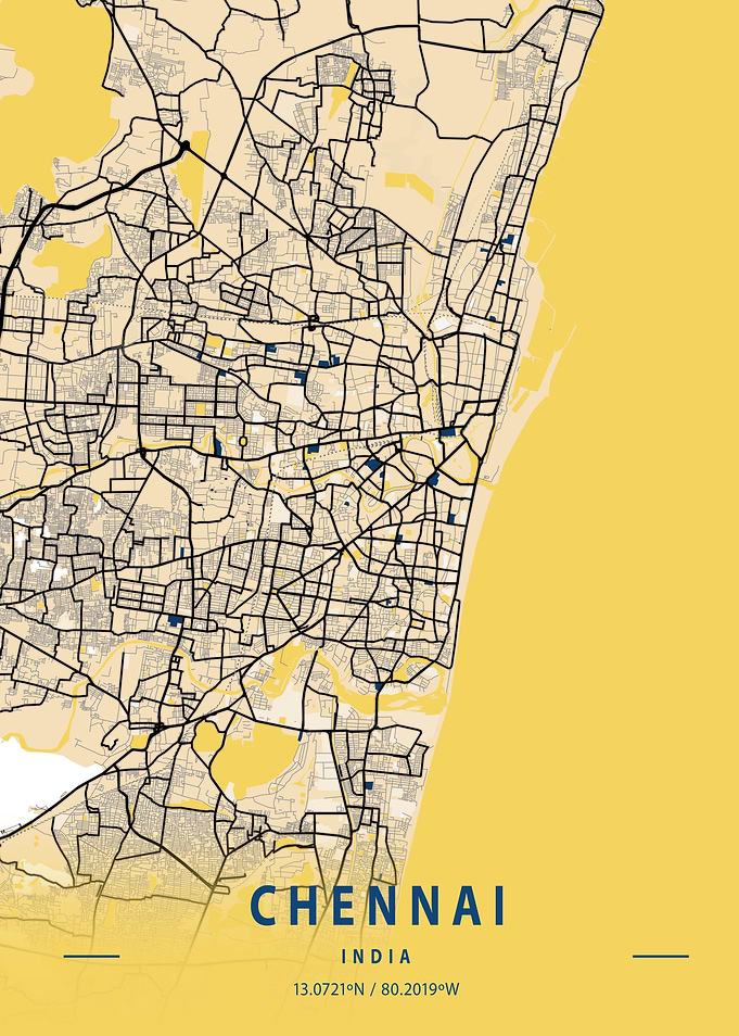 Chennai Yellow City Map