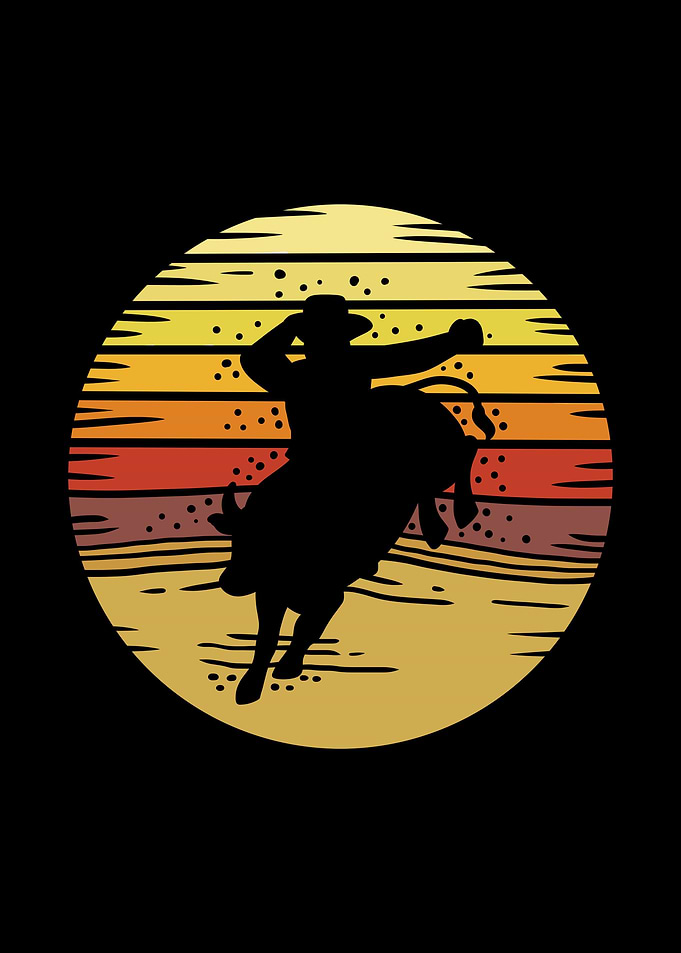 Bull Riding Cowboy Rodeo W