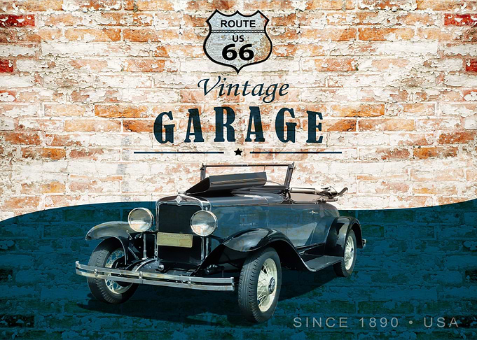 black poster vintage car
