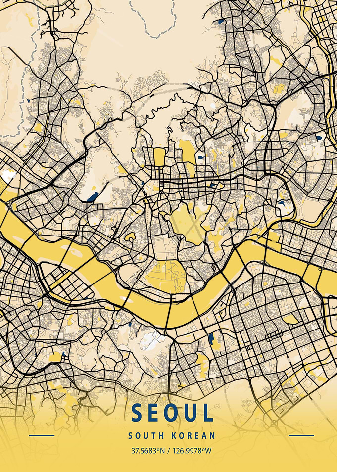 Seoul Yellow City Map