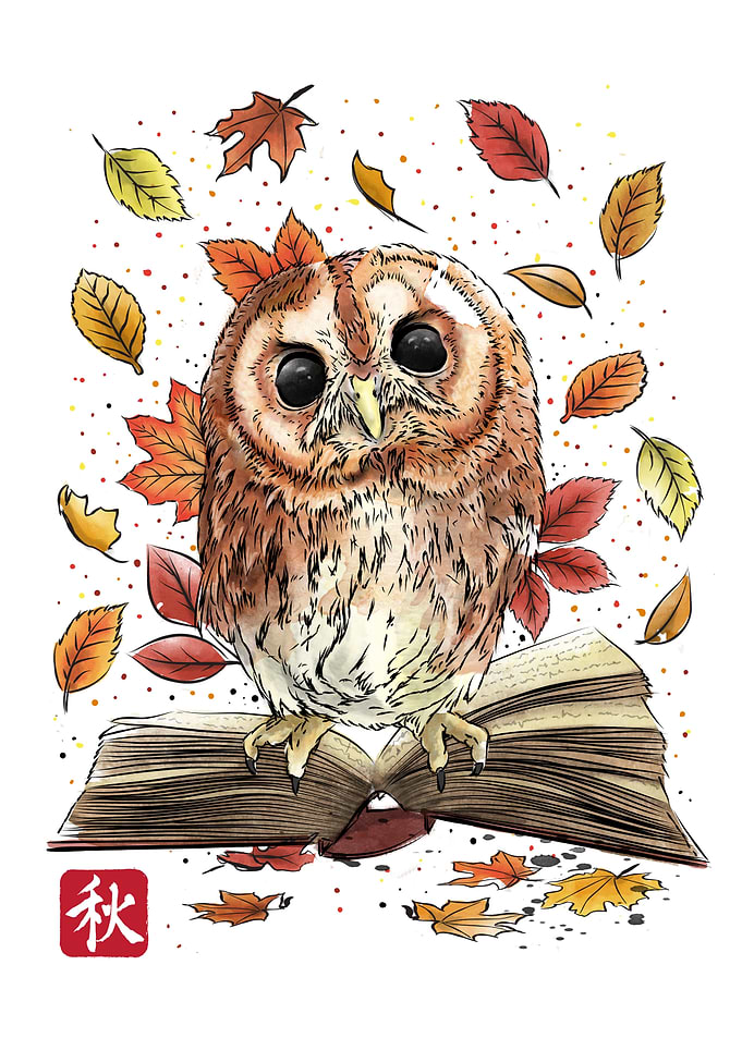 Owl Leaves and Books