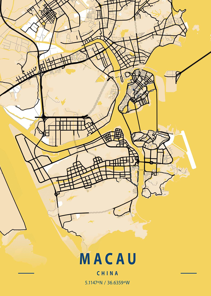 Macau Yellow City Map