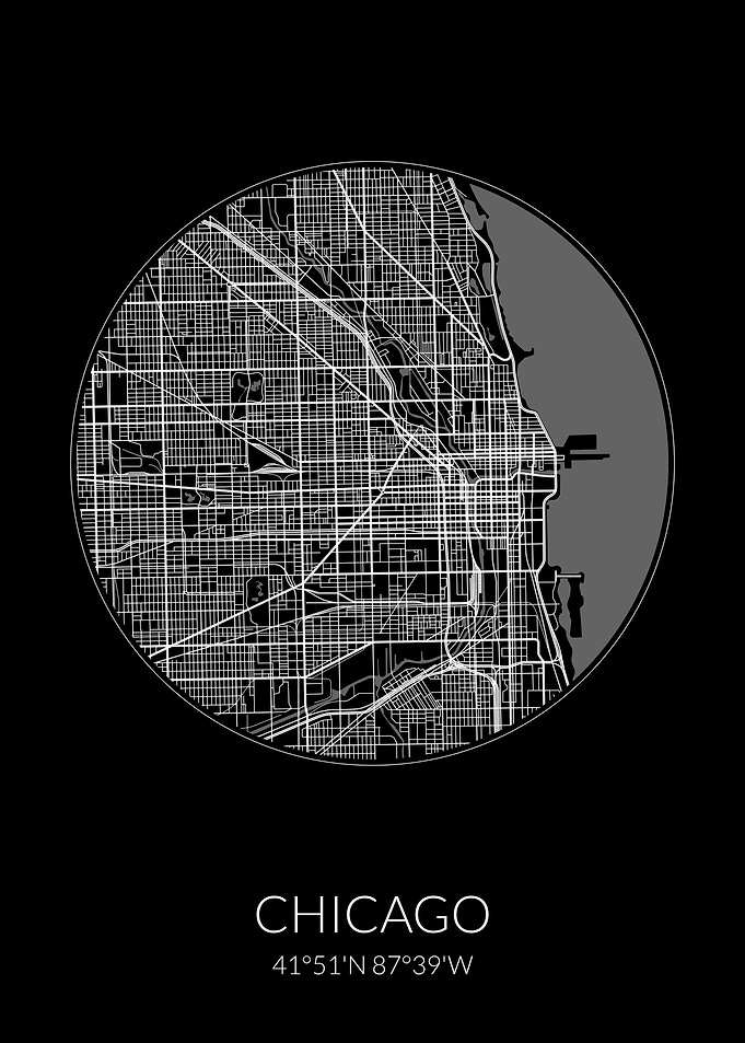 Chicago City Map Black