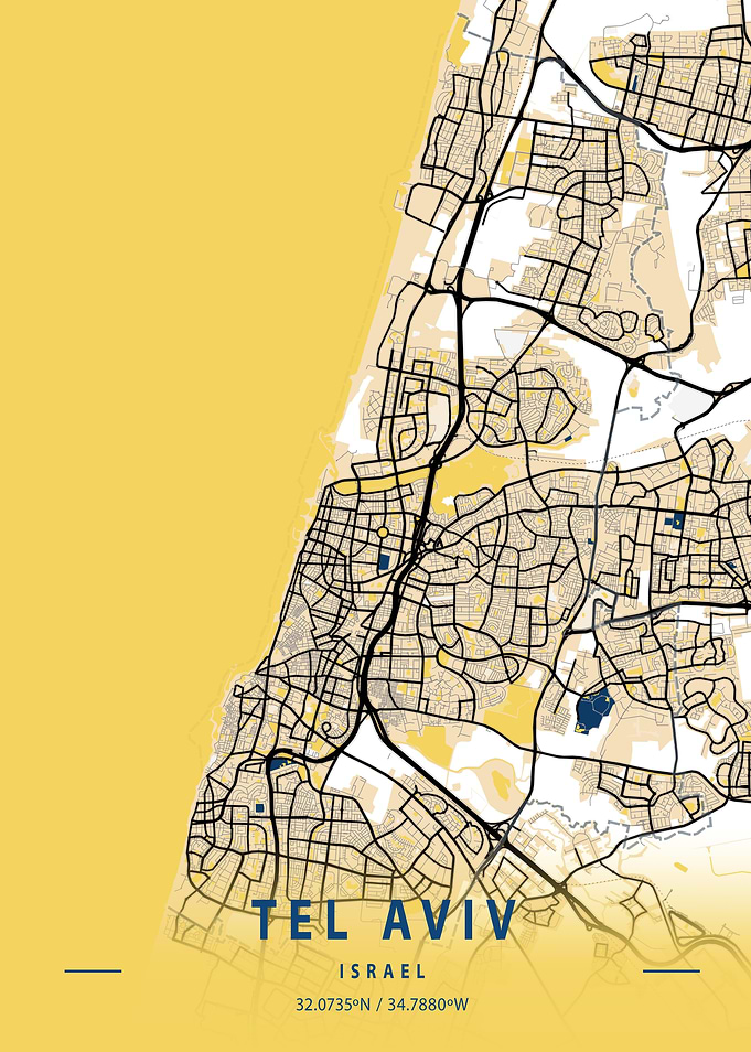 Tel Aviv Yellow City Map