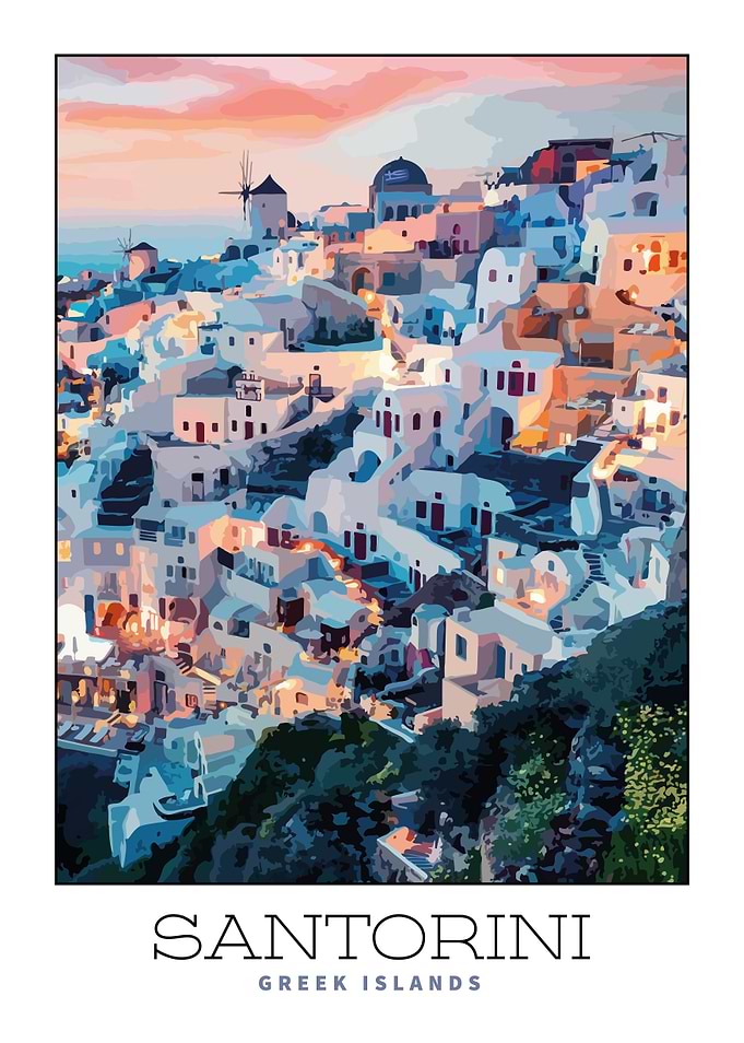 Santorini Travel Poster