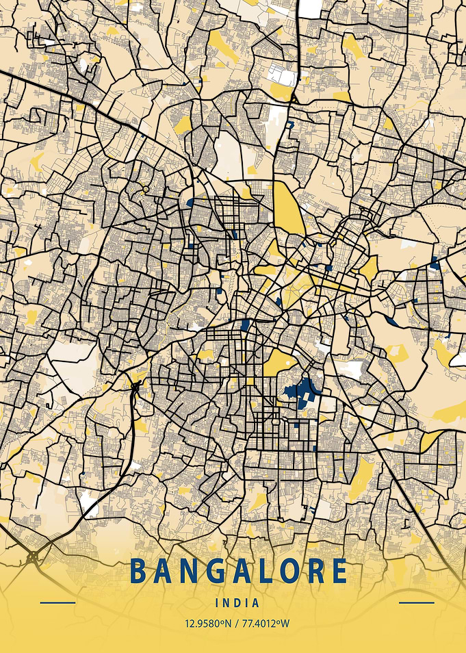 Bangalore Yellow City Map