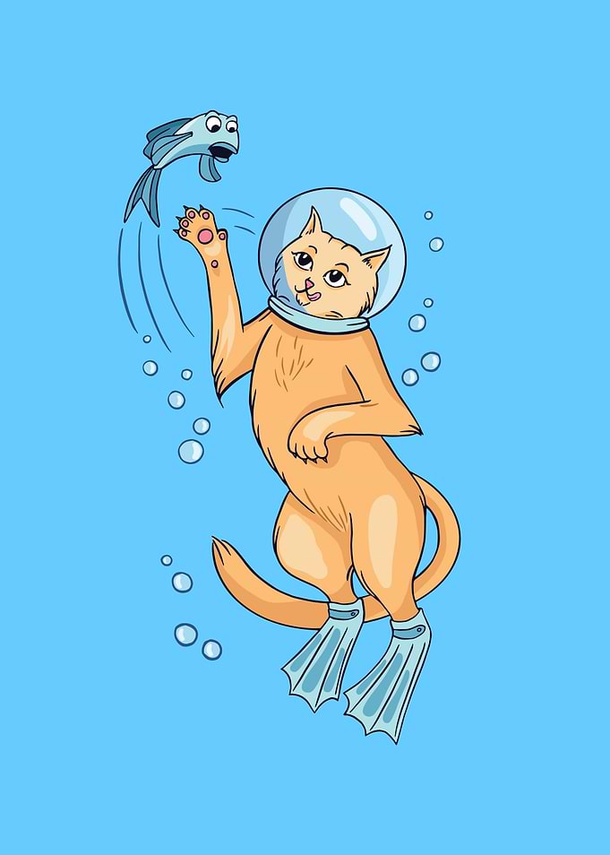 Scuba Diving Cat Hunting