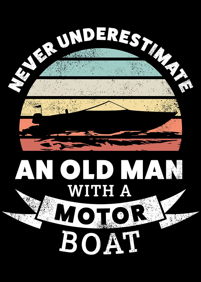 Funny Old Man Motor Boat