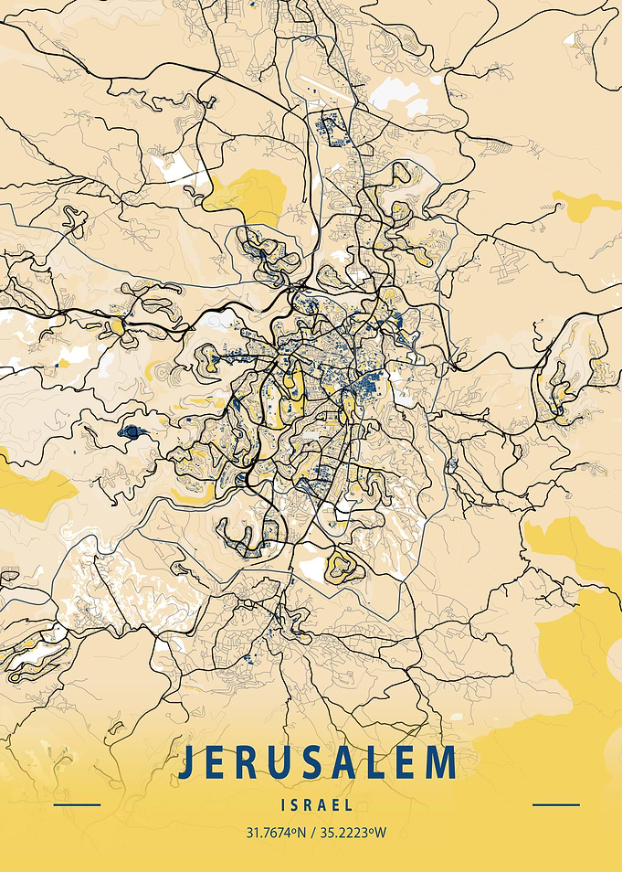 Jerusalem Yellow City Map