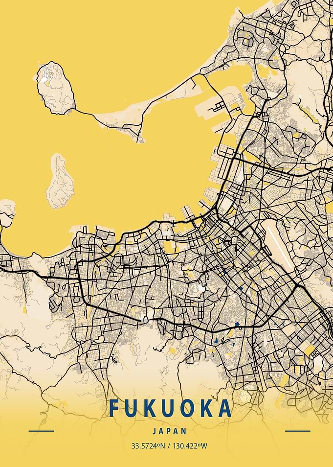 Fukuoka Yellow City Map