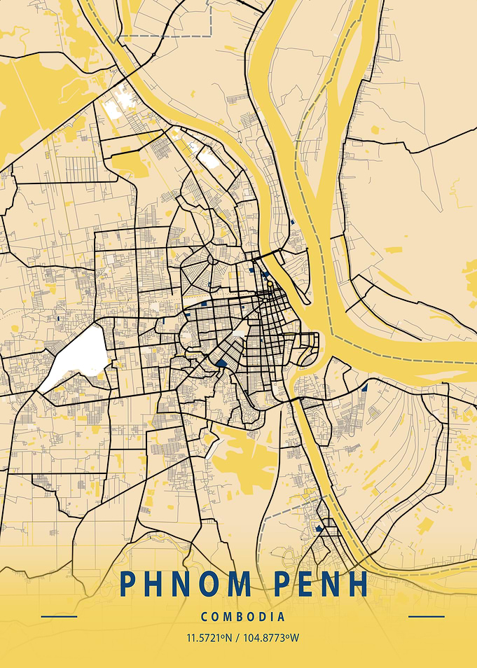Phnom Penh Yellow City Map