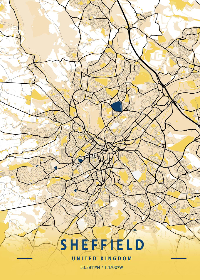 Sheffield Yellow City Map