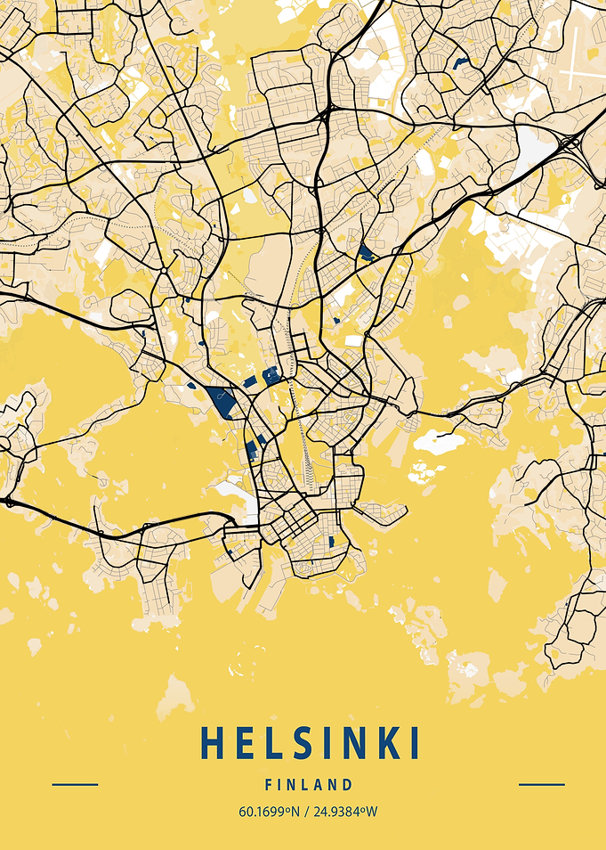 Helsinki Yellow City Map