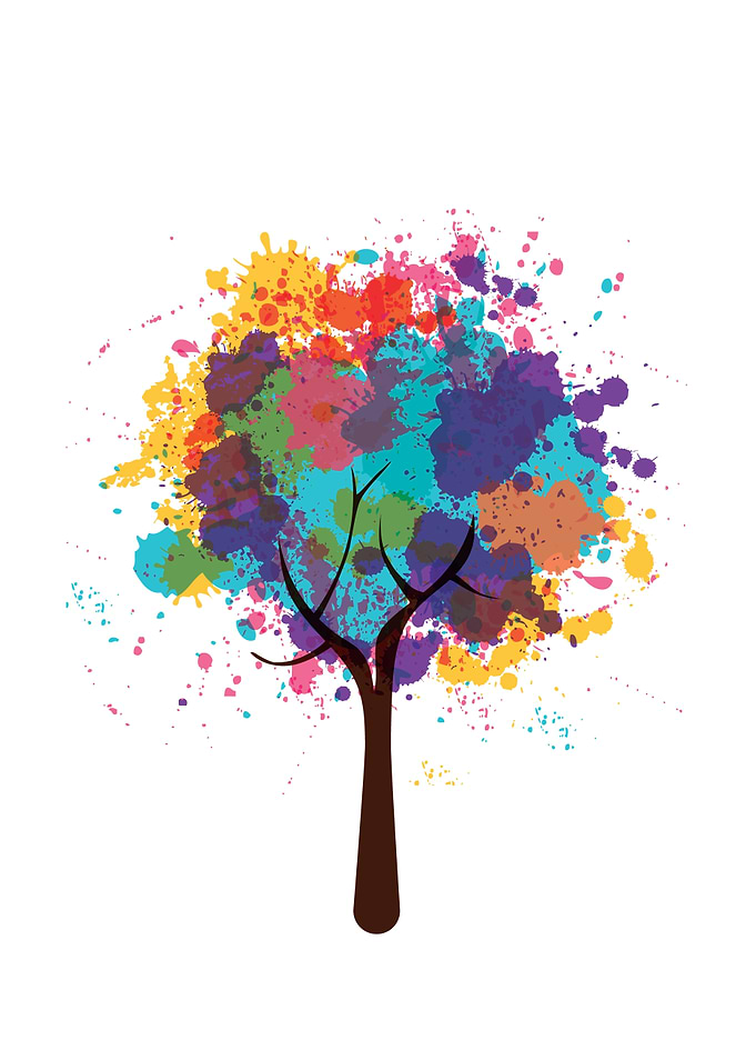 Colorful Color Splash Tree