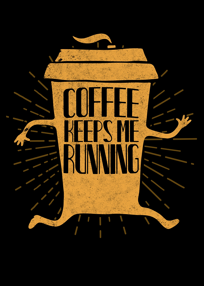 Funny Coffee Cup running