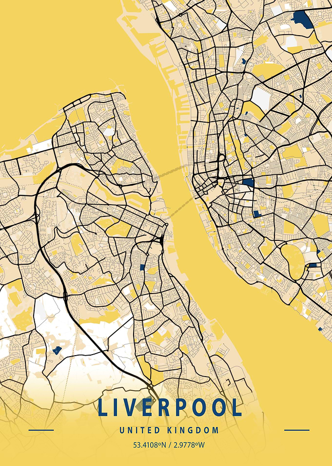 Liverpool Yellow City Map
