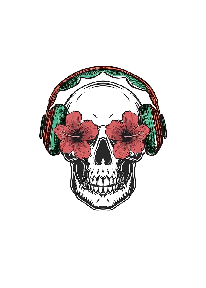 DJ Hibiscus Skull