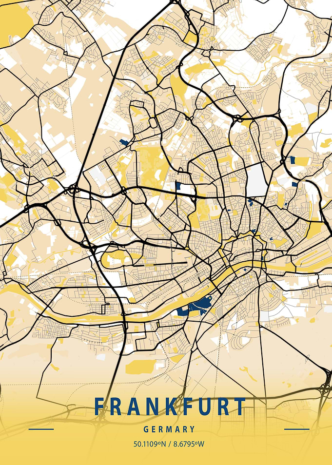 Frankfurt Yellow City Map