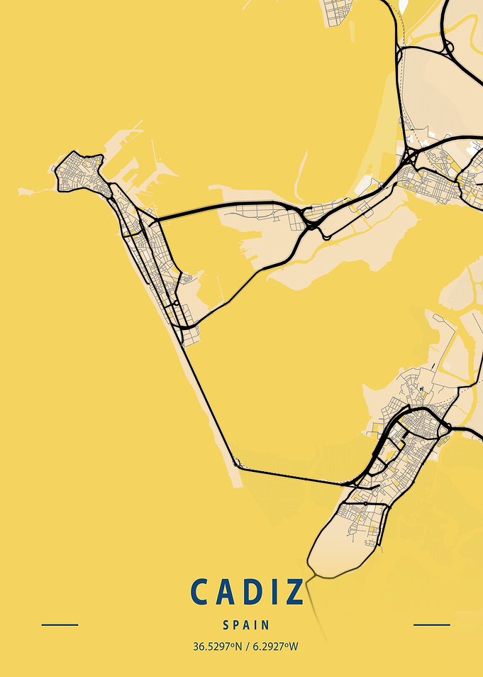 Cadiz Yellow City Map