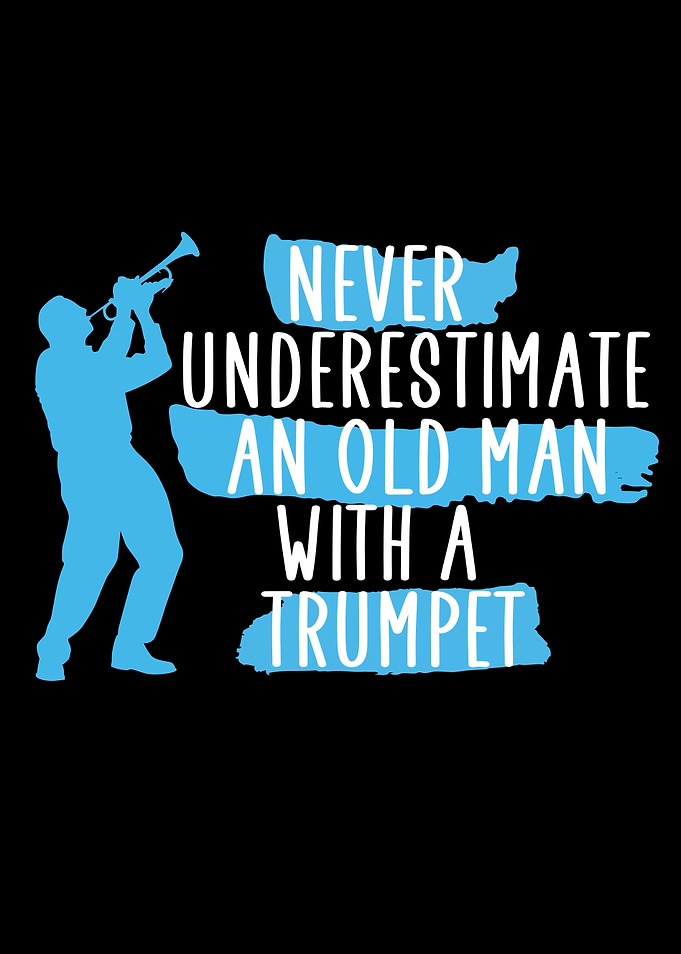 an old man with a trumpet