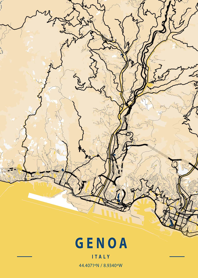 Genoa Yellow City Map