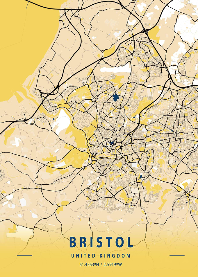 Bristol Yellow City Map