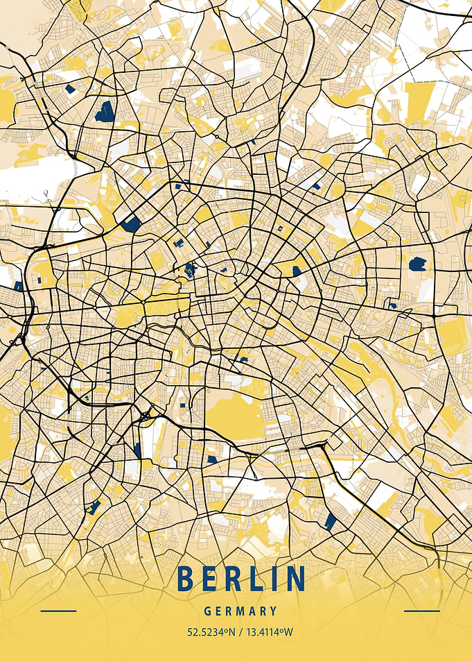Berlin Yellow City Map