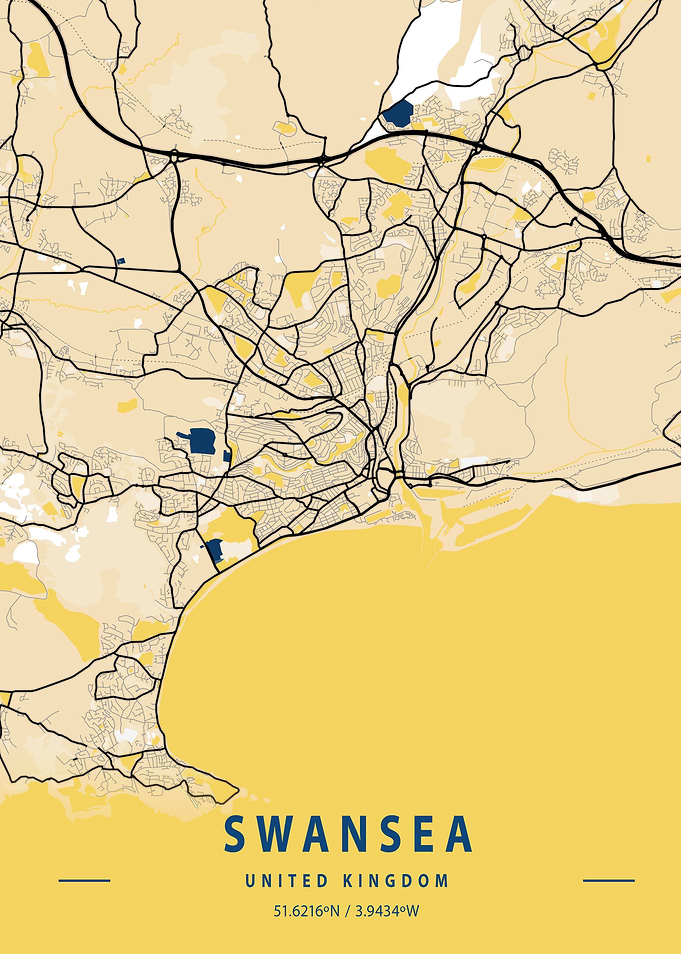 Swansea Yellow City Map