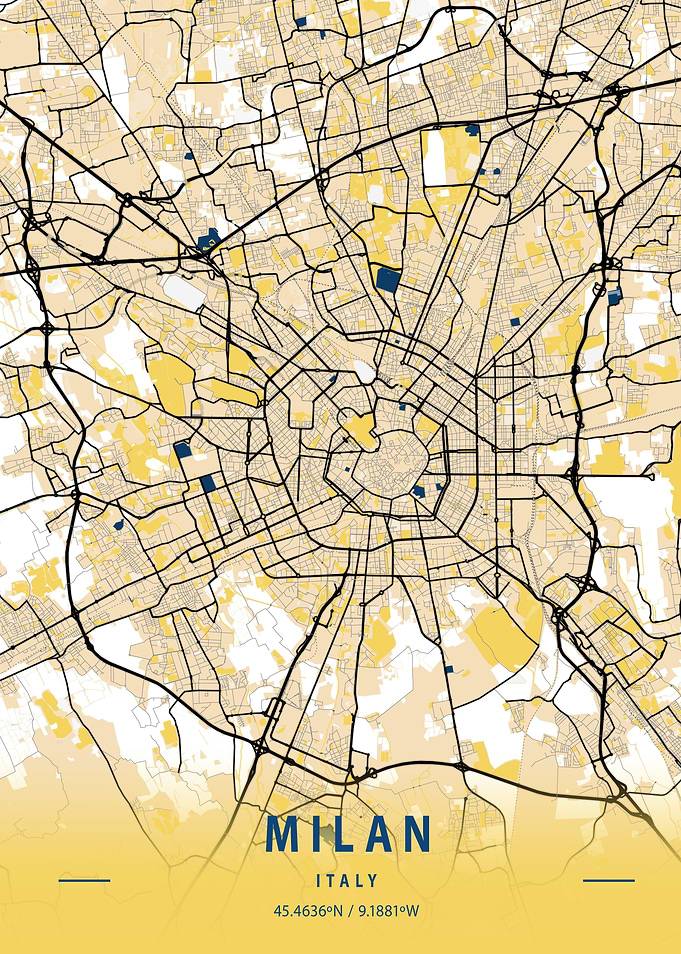 Milan Yellow City Map