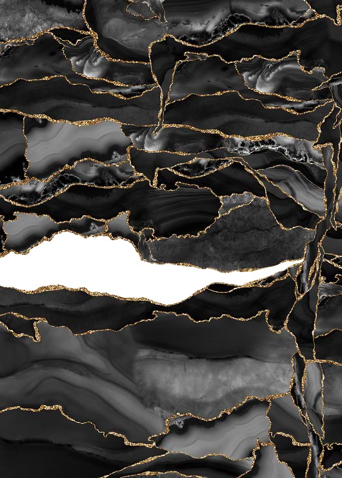 Black Gold Glitter Agate