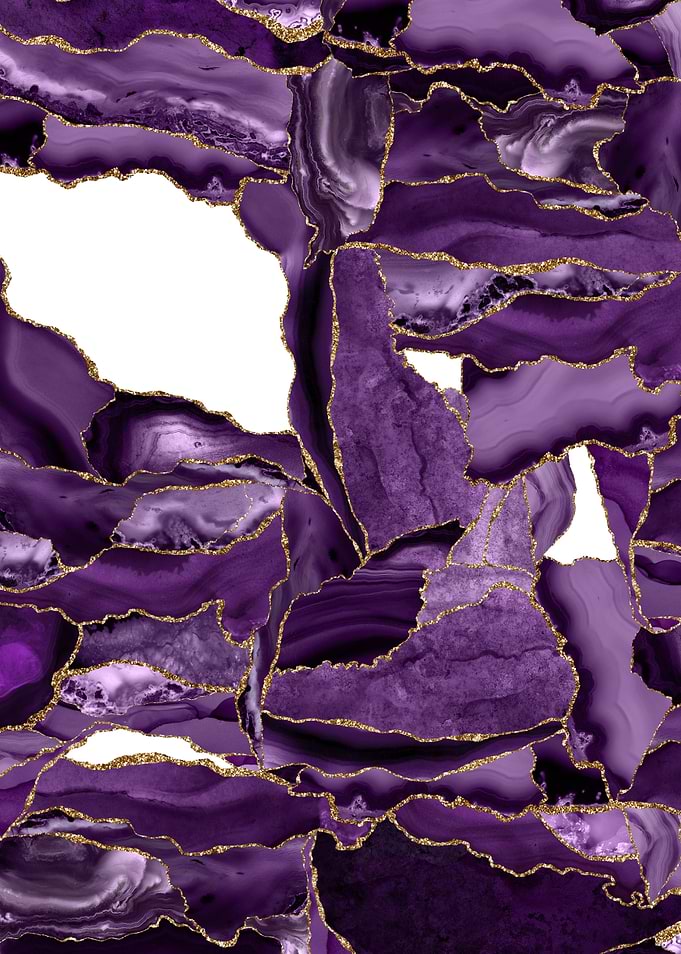 Purple Gold Glitter Agate