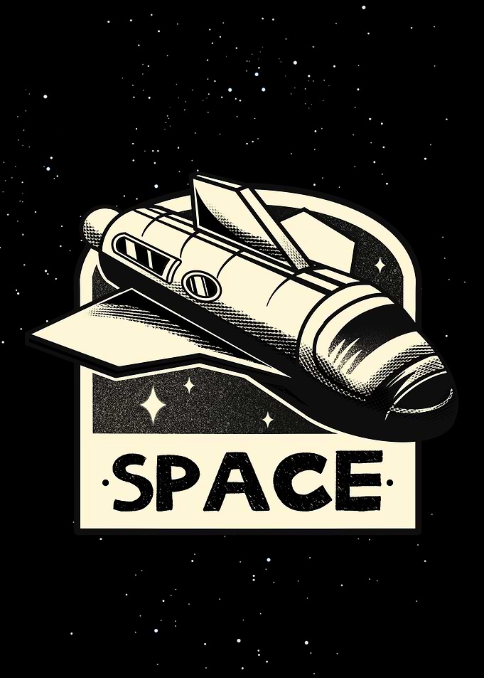 Retro Spaceship Starry Sky