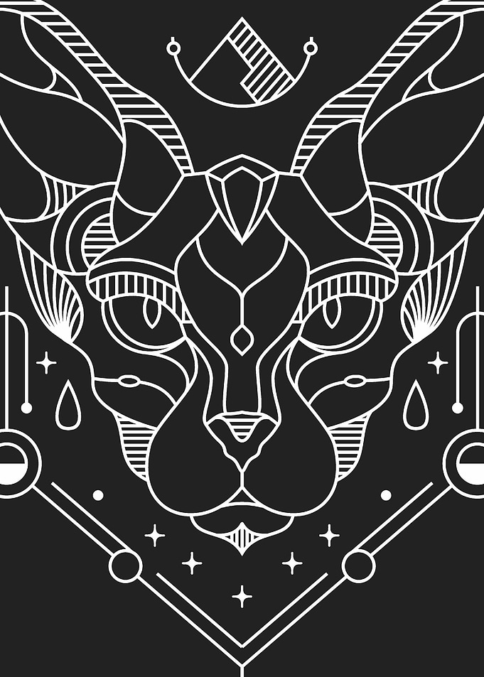 Devil Cat Line Art