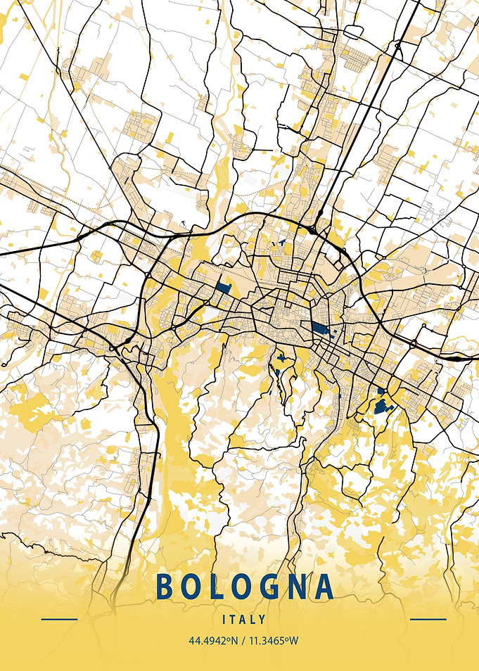 Bologna Yellow City Map