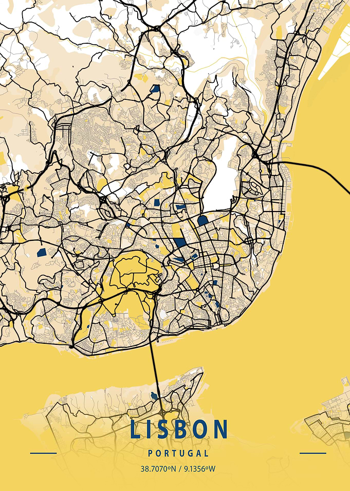 Lisbon Yellow City Map