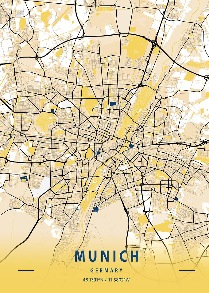 Munich Yellow City Map