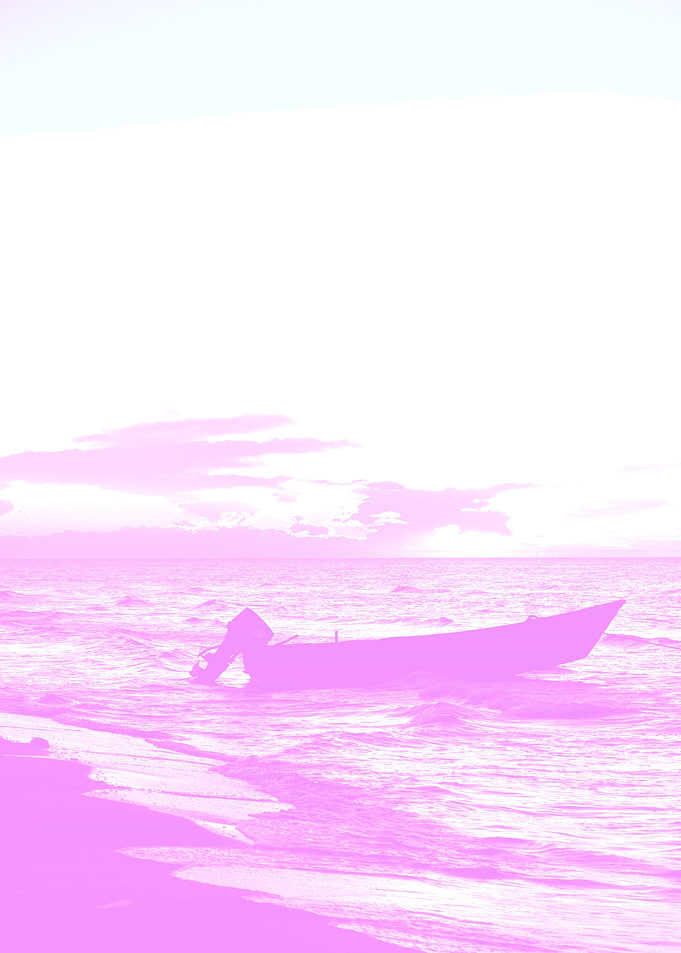 Pink Boat Sea Poster