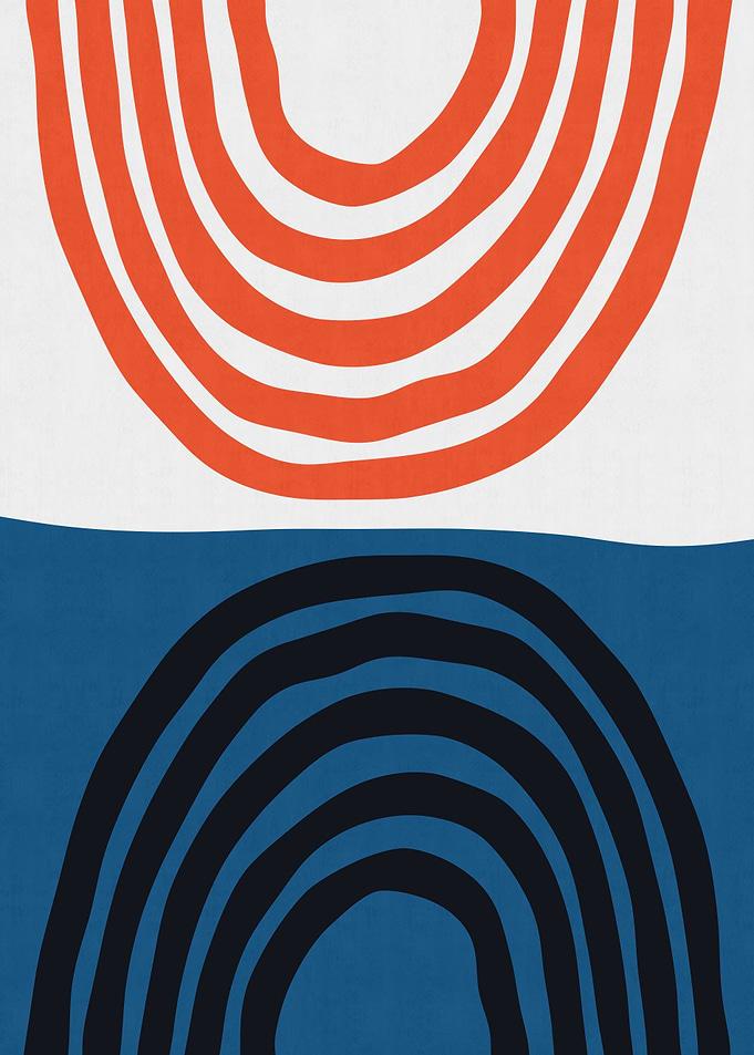Blue and red X