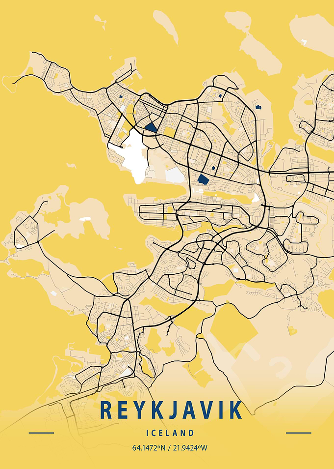 Reykjavik Yellow City Map