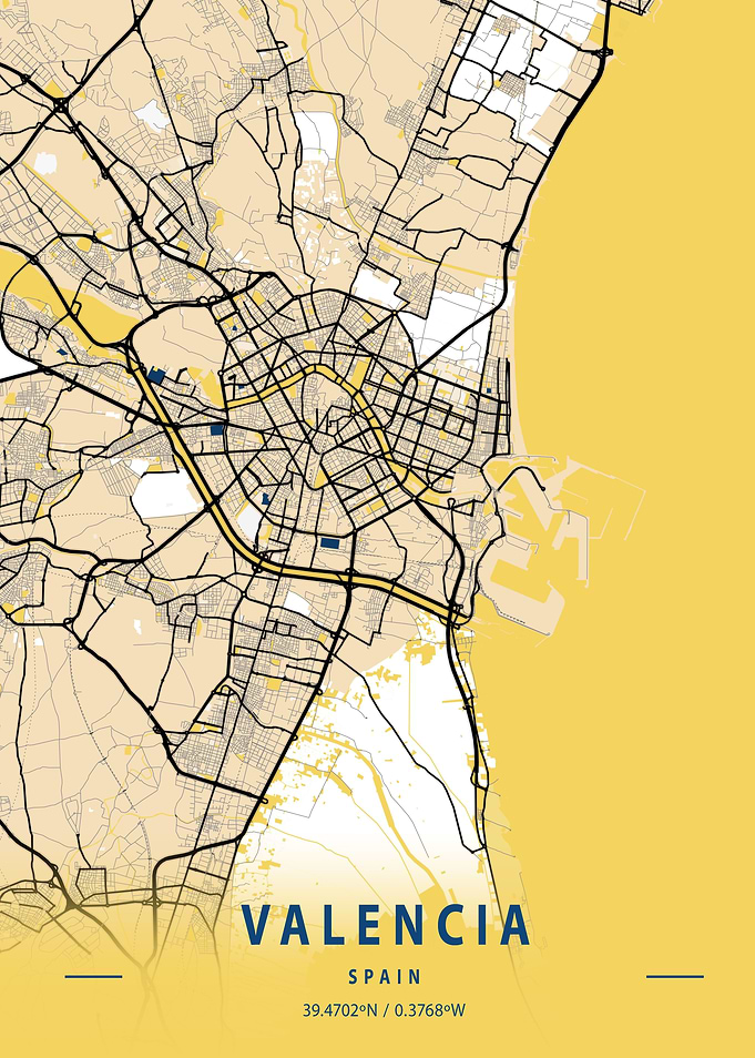 Valencia Yellow City Map