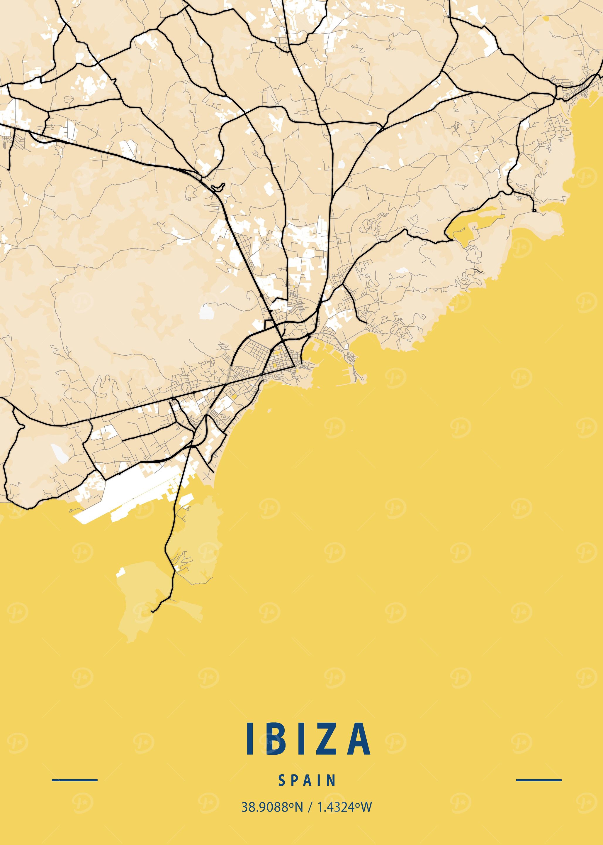 Ibiza Yellow City Map