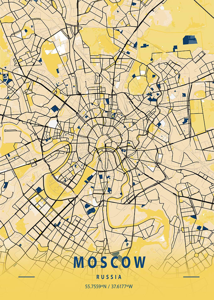 Moscow Yellow City Map