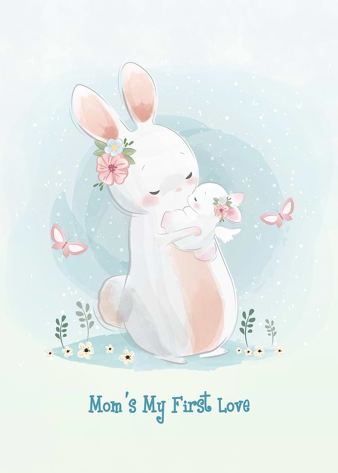 Cute Mom and Kid Bunny