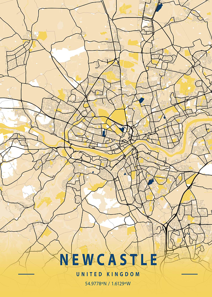 Newcastle Yellow City Map