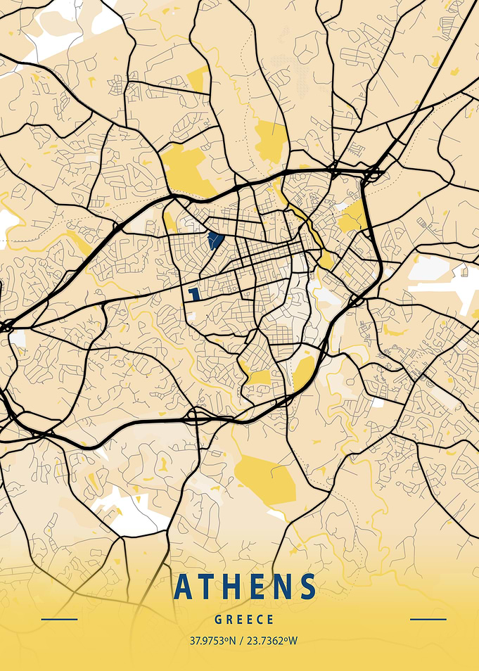 Athens Yellow City Map