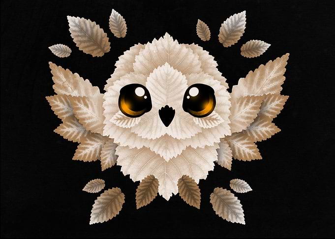 Flying owl of leaves